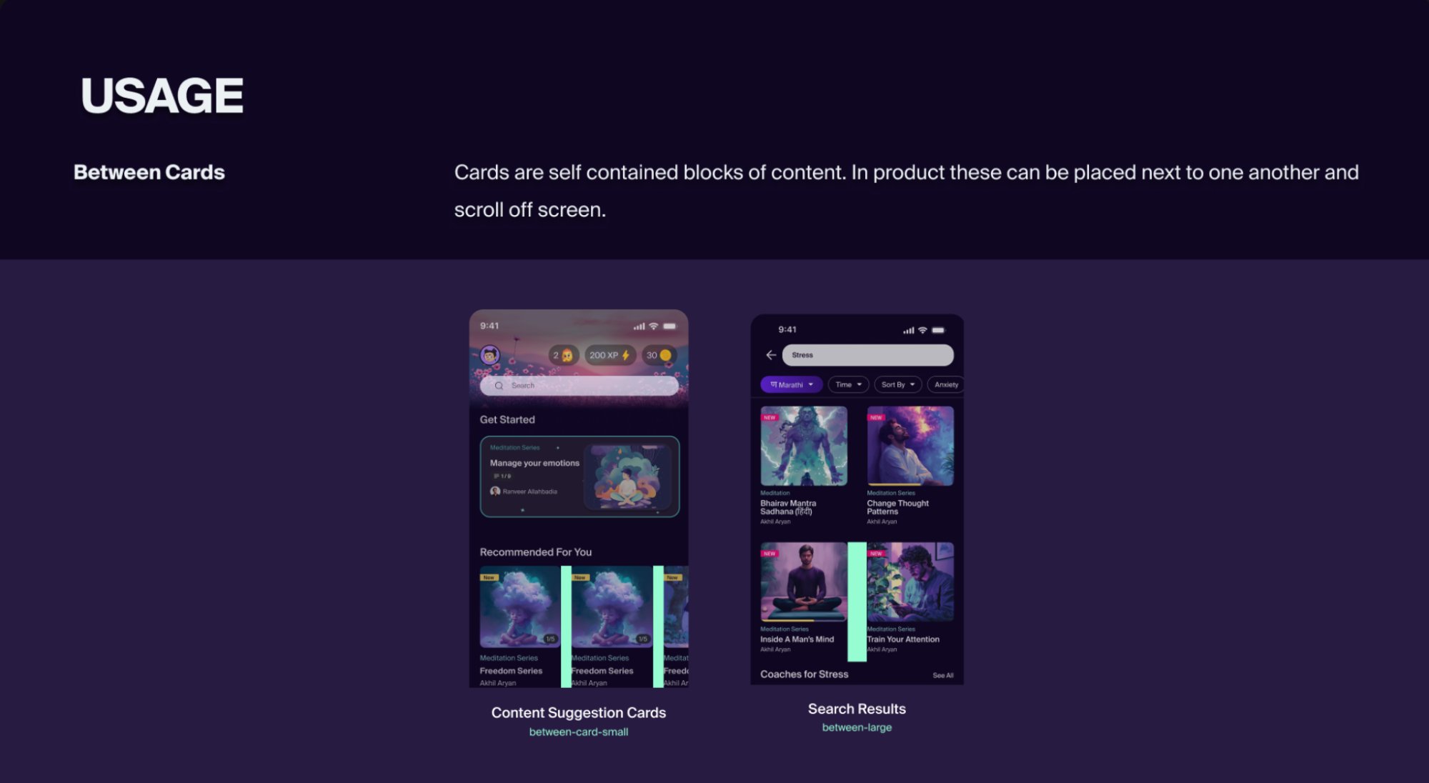 Between Cards large usage spec